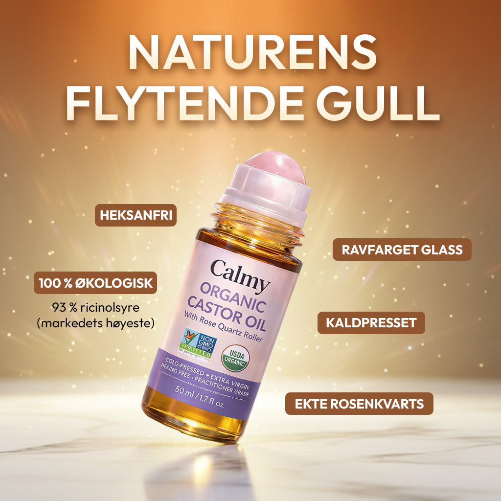 100% økologisk ricinusolje med rosakvarts-roller